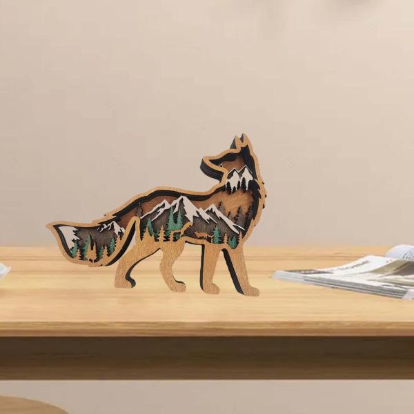 現代の木製キツネ像彫刻動物の置物飾り中棚ショーウィンドウ クラブ バー