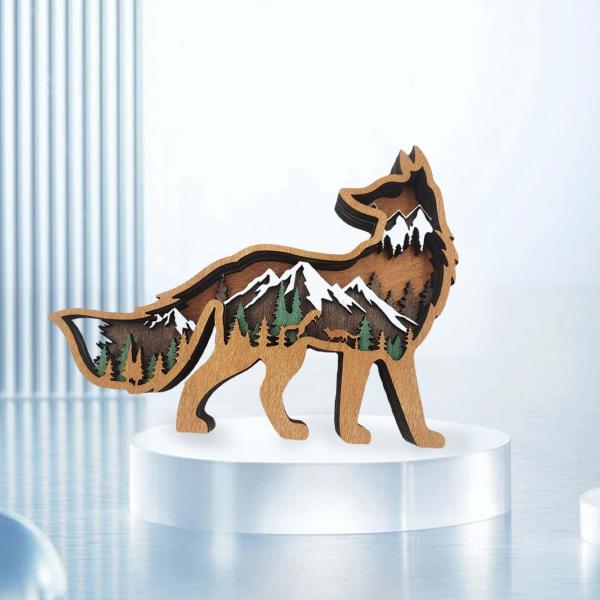 現代の木製キツネ像彫刻動物の置物飾り中棚ショーウィンドウ クラブ バー