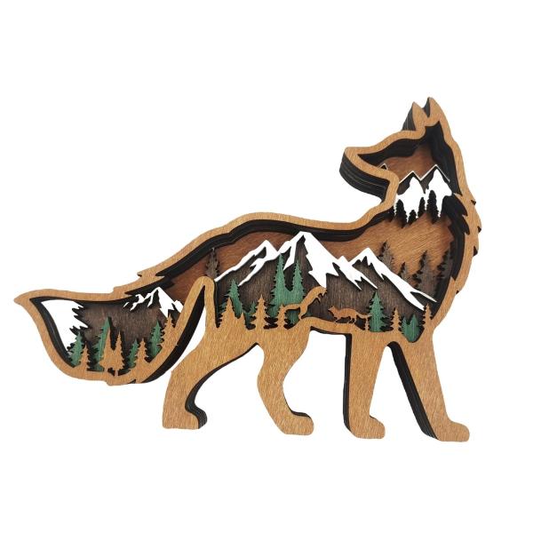 現代の木製キツネ像彫刻動物の置物飾り中棚ショーウィンドウ クラブ バー