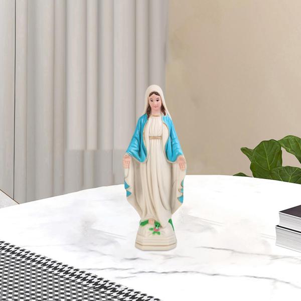 祝福された母聖母マリアの置物像安定した結婚祝いの装飾的なキャラクターの彫刻リビングルームスタンド棚の家の装飾 , 青いコート, 10cm