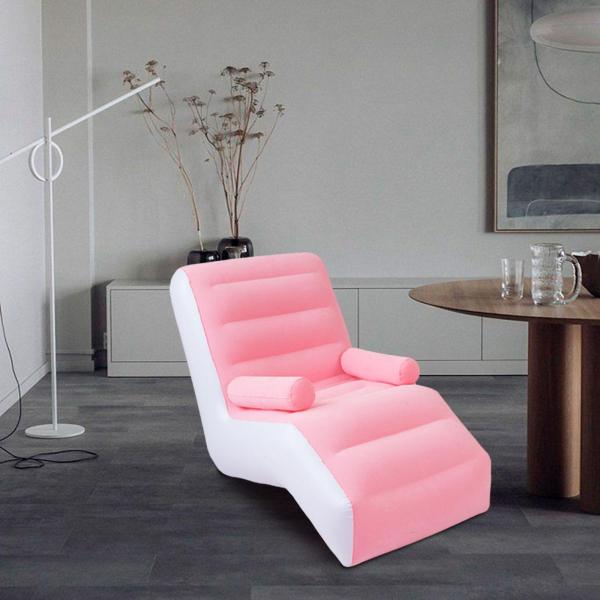 インフレータブルチェアソファ PVC ソフト折りたたみ怠惰なソファホームベッド屋内屋外ピンク
