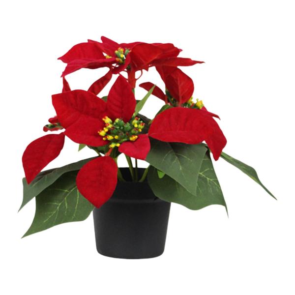 鉢植えのポインセチア クリスマスフラワーアレンジメント オーナメント 造花 家庭用 卓上 オフィス テーブルセンターピース 装飾