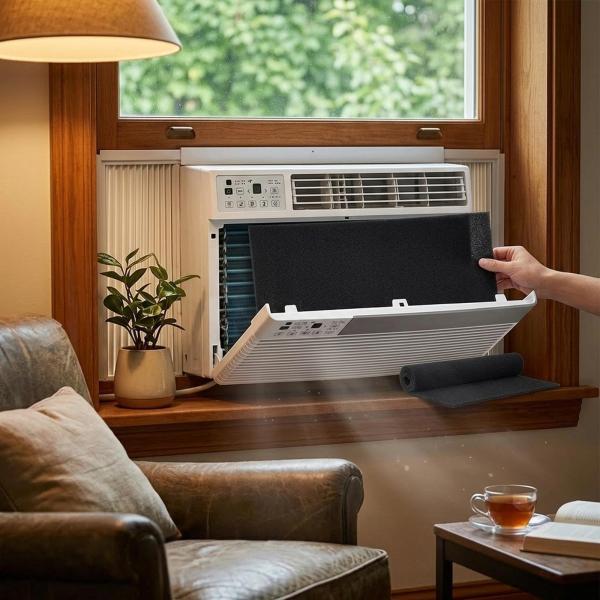 エアコンフィルター 空気清浄フィルター 窓型エアコン用 ブラック 再利用可能 70cm×40cm