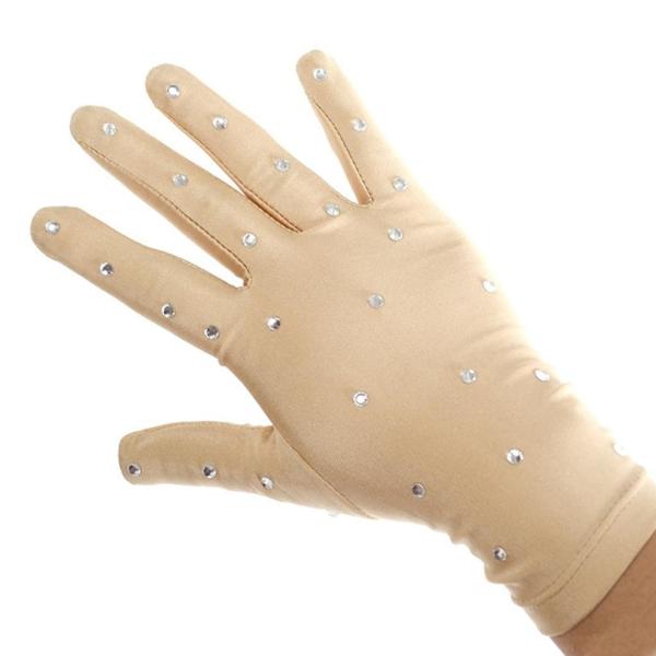 アイスフィギュアスケート競技のためのラインストーン付き弾性ガールズグローブm