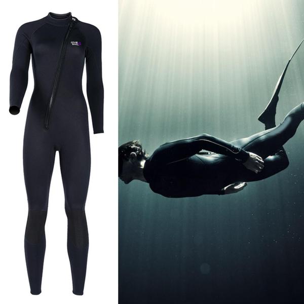 ダイビング ウェットスーツ カヤック スイム サーマル フルスーツ 保温ピース ボディ スイムスーツ M 女性 ブラック