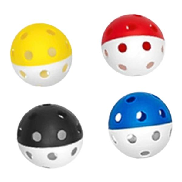 フロアボールボール 4個 中空ユニホッケーボール プレーヤー用 プロフェッショナルトレーニング用 4色 ホワイトボトム