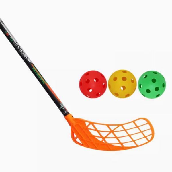 ホッケースティック トレーニング補助具 フロアボールスティック エンターテイメント フィットネス アウトドア用 オレンジ 左手用