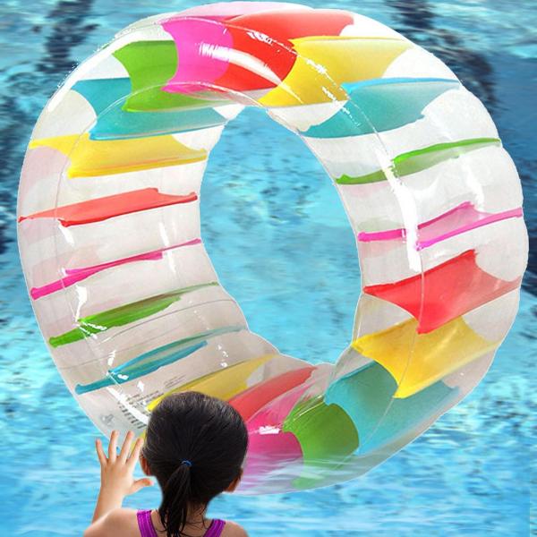 スイミングプールフロート ビーチインフレータブルウォーターホイール 湖 庭 芝生遊び用 130cmx60cm