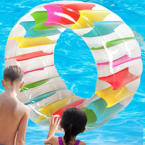 スイミングプールフロート ビーチインフレータブルウォーターホイール 湖 庭 芝生遊び用 130cmx60cm