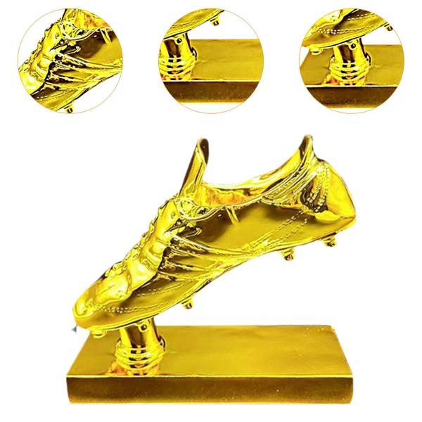 ゴールデンブーツサッカートロフィー像樹脂トロフィーオフィスホームデコレーションエントランスゴールドベース
