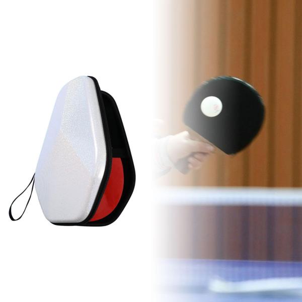 PingPongパドルケース耐水性キャリアホルダーバッグポータブルハードシェルホワイト