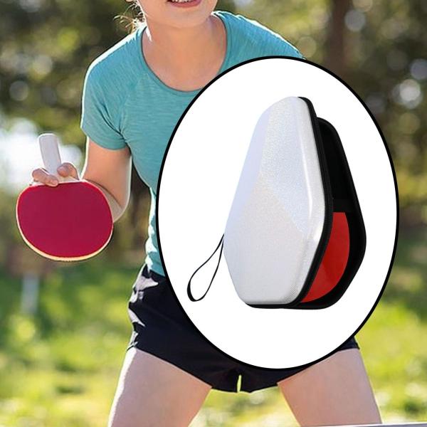 PingPongパドルケース耐水性キャリアホルダーバッグポータブルハードシェルホワイト