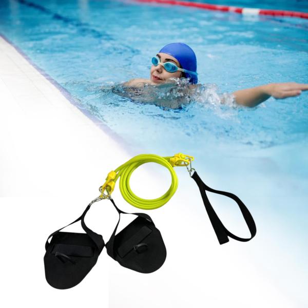 水泳用腕力強化トレーナー レディース メンズ 陸上用コード 水泳トレーニングベルト イエロー