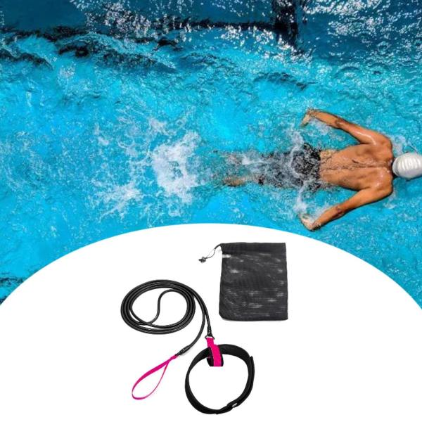 水泳抵抗ベルト 水泳トレーニングリーシュ プロフェッショナルポータブルスイミングベルト ミディアムプル 4m レッド