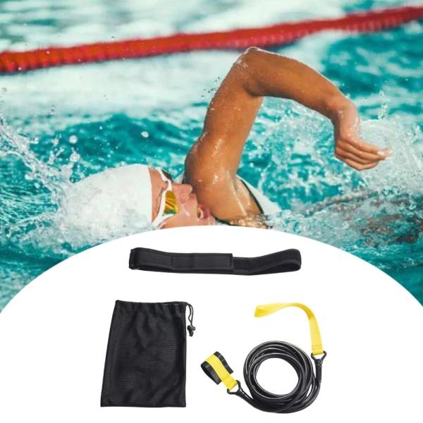 水泳抵抗ベルト 水泳トレーニングリーシュ プロフェッショナルポータブルスイミングベルト スモールプル 6m イエロー