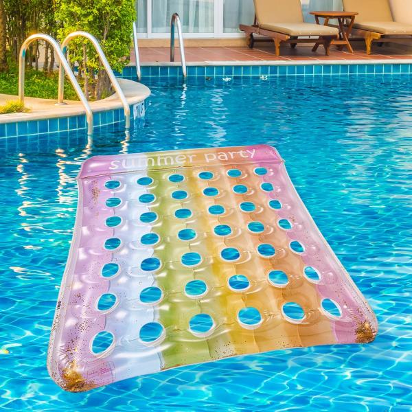 インフレータブルプールフロートマット 女性用 水おもちゃ ビーチフロート パーティー 夏 カラフル