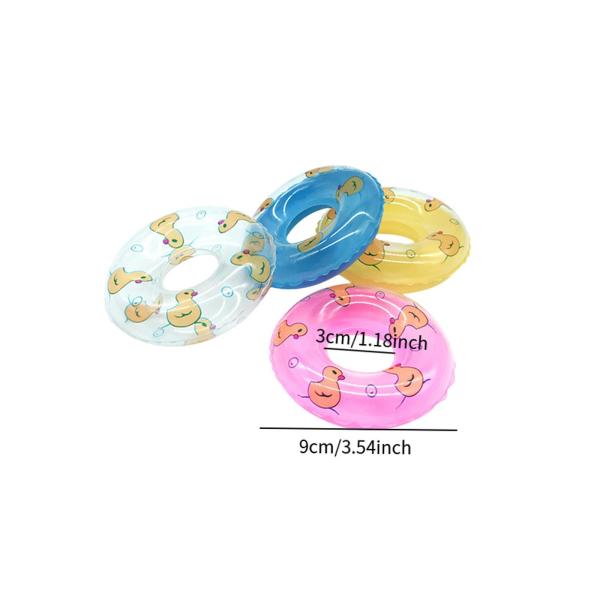 4x スイミングリング 安定したミニドールハウス小道具 子供用 スイミングプール 夏用 アヒル柄