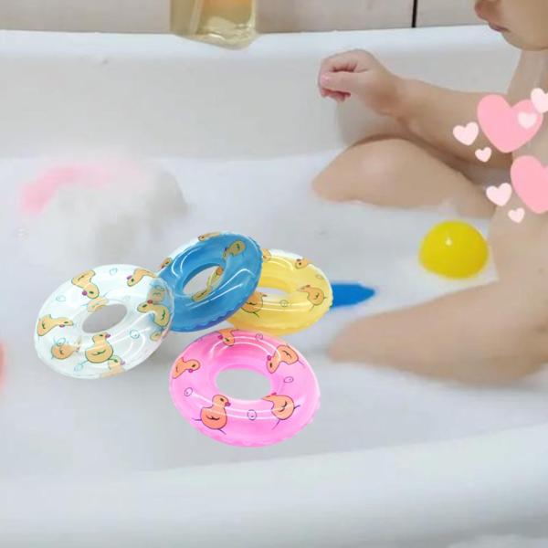 4x スイミングリング 安定したミニドールハウス小道具 子供用 スイミングプール 夏用 アヒル柄