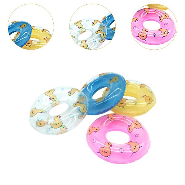 4x スイミングリング 安定したミニドールハウス小道具 子供用 スイミングプール 夏用 アヒル柄