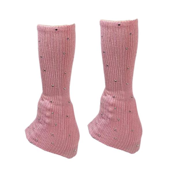 アイススケート用レッグウォーマー モダンフィギュアスケートソックス ダンストレーニングパーティー用 ピンク