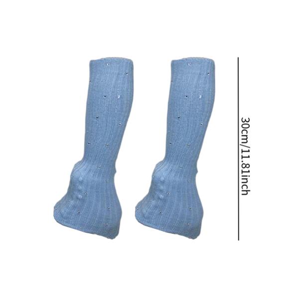 アイススケート用レッグウォーマー モダンフィギュアスケートソックス ダンストレーニングパーティー用 ブルー