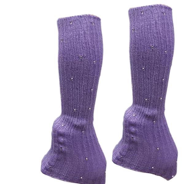 アイススケート用レッグウォーマー モダンフィギュアスケートソックス ダンストレーニングパーティー用 パープル