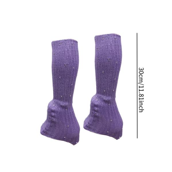 アイススケート用レッグウォーマー モダンフィギュアスケートソックス ダンストレーニングパーティー用 パープル