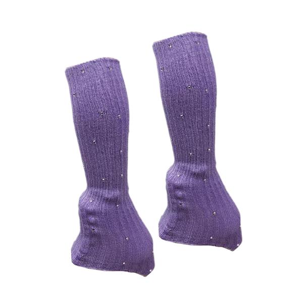 アイススケート用レッグウォーマー モダンフィギュアスケートソックス ダンストレーニングパーティー用 パープル