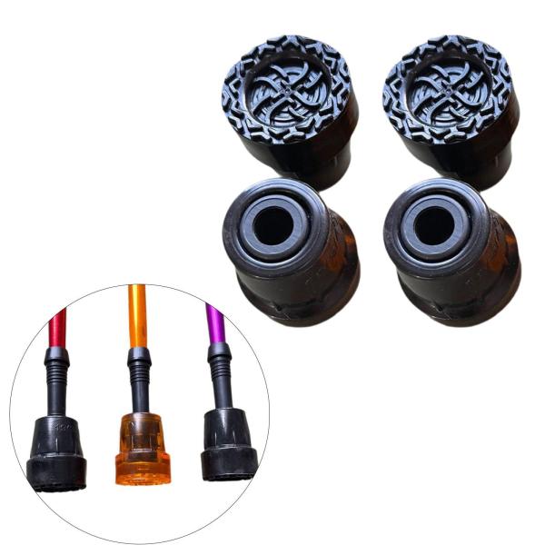 トレッキングポールチップアクセサリー コンパクトで丈夫な交換用足プロテクター ブラック 4個