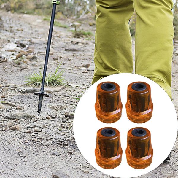 トレッキングポールチップアクセサリー コンパクトで丈夫な交換用足プロテクター イエロー 4個