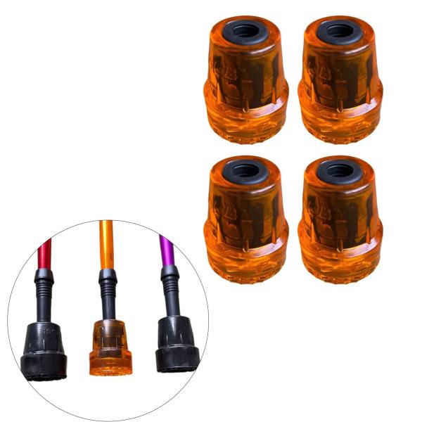 トレッキングポールチップアクセサリー コンパクトで丈夫な交換用足プロテクター イエロー 4個