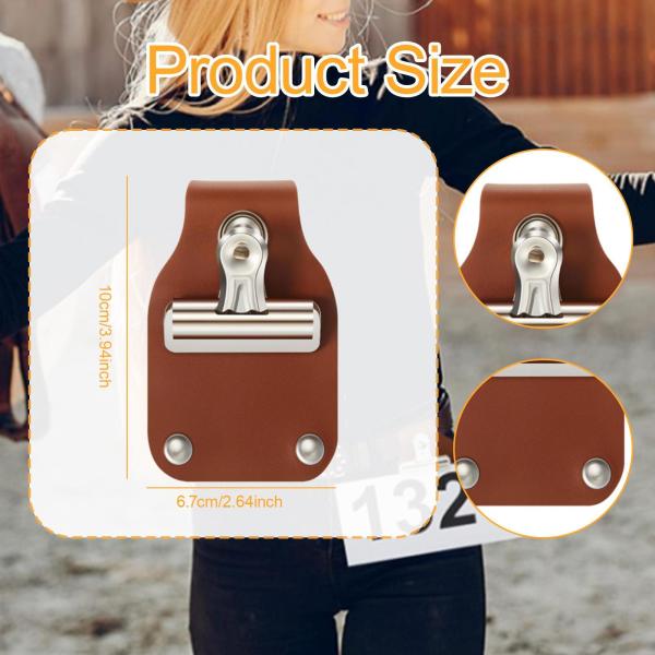 家畜ショーナンバーホルダー 実用ナンバーベルトクリップアクセサリー PUレザー ダークブラウン