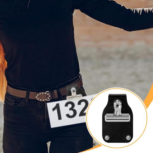 家畜ショーナンバーホルダー 実用ナンバーベルトクリップアクセサリー PUレザー ブラック