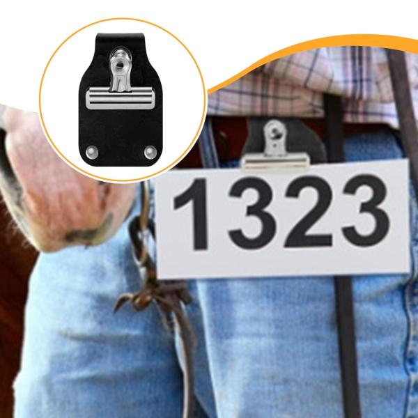 家畜ショーナンバーホルダー 実用ナンバーベルトクリップアクセサリー PUレザー ブラック