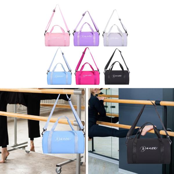 女の子用ダンスバッグ ポータブルダンスダッフルバッグ スポーツウィークエンダー 体操用 ピンク