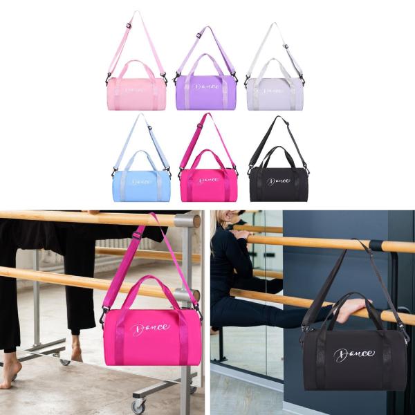 女の子用ダンスバッグ ポータブルダンスダッフルバッグ スポーツウィークエンダー 体操用 ピンク