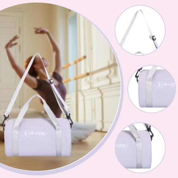 女の子用ダンスバッグ ポータブルダンスダッフルバッグ スポーツウィークエンダー 体操用 グレー