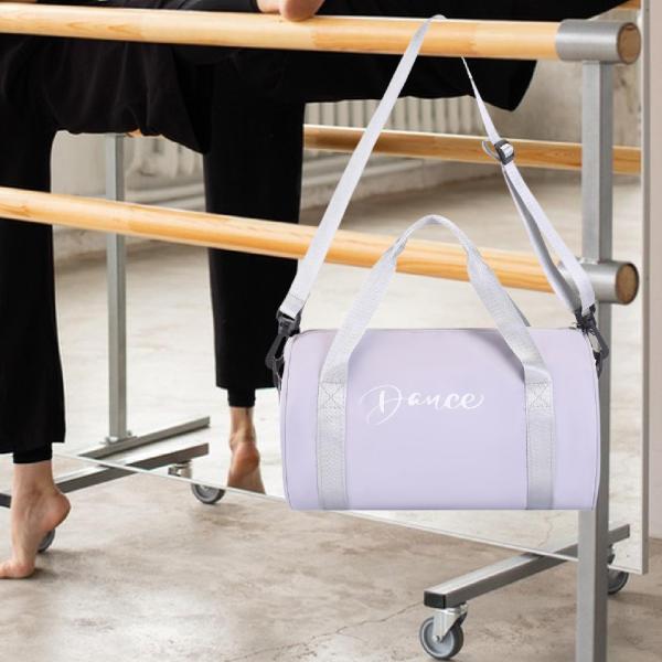 女の子用ダンスバッグ ポータブルダンスダッフルバッグ スポーツウィークエンダー 体操用 グレー