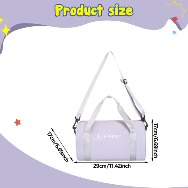 女の子用ダンスバッグ ポータブルダンスダッフルバッグ スポーツウィークエンダー 体操用 グレー