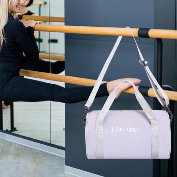 女の子用ダンスバッグ ポータブルダンスダッフルバッグ スポーツウィークエンダー 体操用 グレー