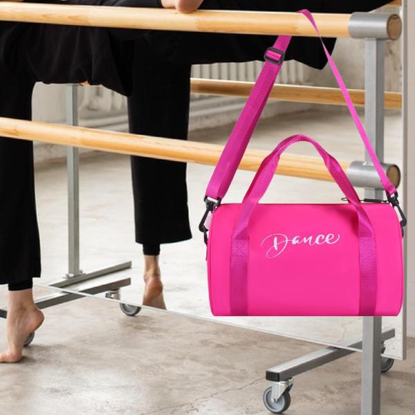 女の子用ダンスバッグ ポータブルダンスダッフルバッグ スポーツウィークエンダー 体操用 ローズ