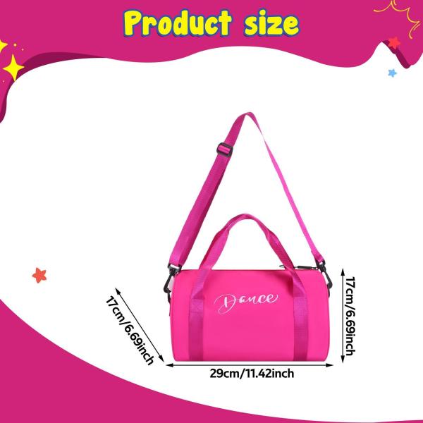 女の子用ダンスバッグ ポータブルダンスダッフルバッグ スポーツウィークエンダー 体操用 ローズ