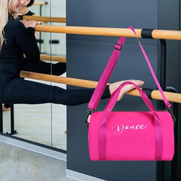 女の子用ダンスバッグ ポータブルダンスダッフルバッグ スポーツウィークエンダー 体操用 ローズ