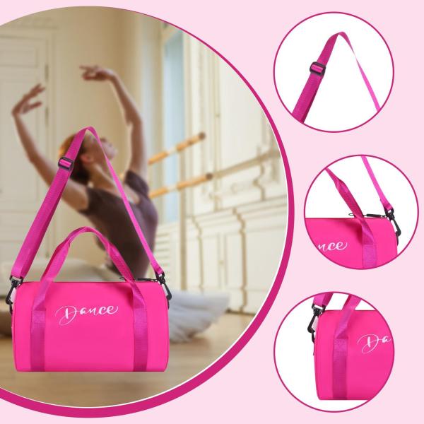 女の子用ダンスバッグ ポータブルダンスダッフルバッグ スポーツウィークエンダー 体操用 ローズ