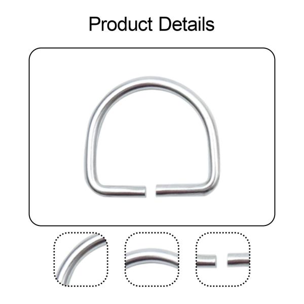 ステンレススチール製Dリングダイビングハードウェア、バッグ、縫製プロジェクト、衣類ベルト用M
