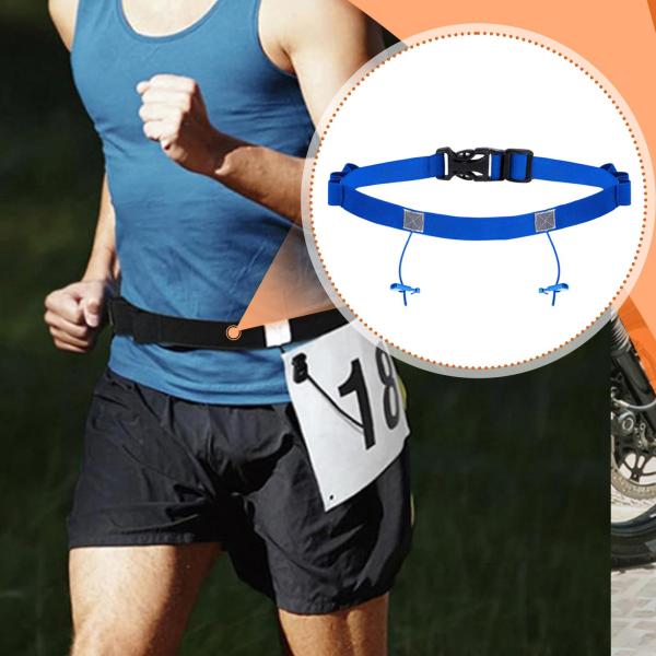 マラソンランニングナンバーベルト ランナー用 快適 軽量 伸縮性 ブルー