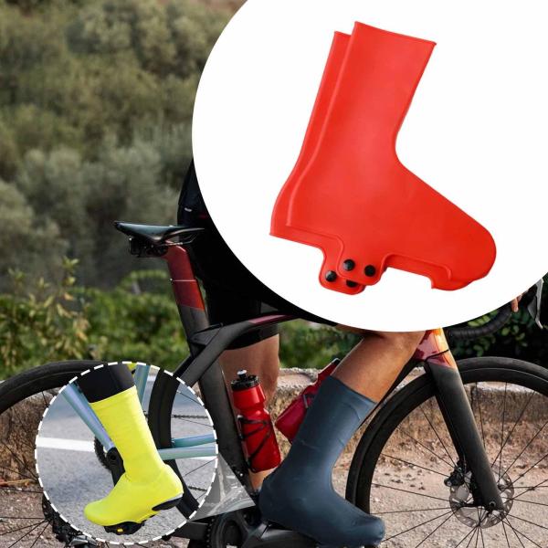 自転車ロック シューズカバー 自転車用オーバーシューズ サイクルシューズカバー サイクリングシューズカバー レッド M