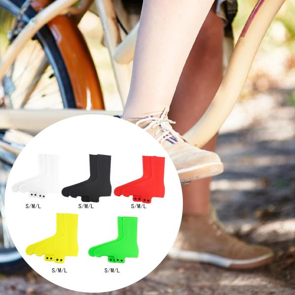 2ピース サイクリングシューズカバー 保護シリコン 自転車クリートシューズカバー ホワイト S