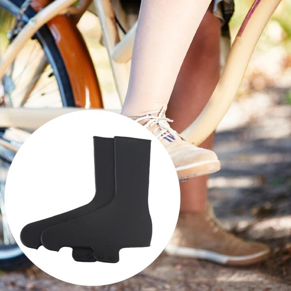 2ピース サイクリングシューズカバー 保護シリコン 自転車クリートシューズカバー ブラック L
