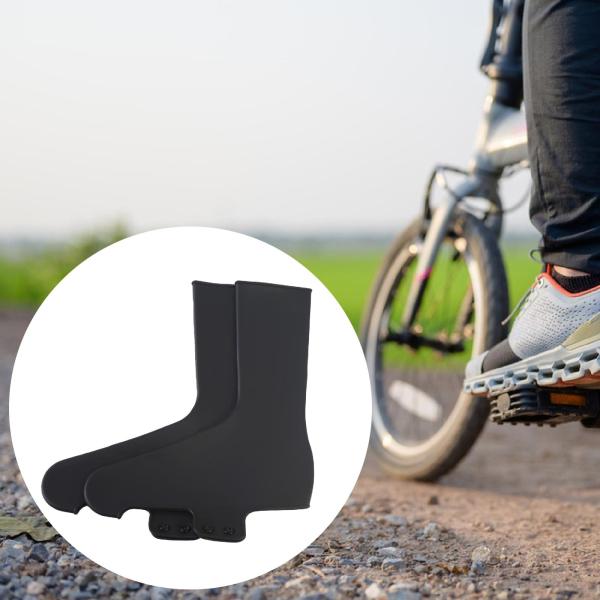 2ピース サイクリングシューズカバー 保護シリコン 自転車クリートシューズカバー ブラック L